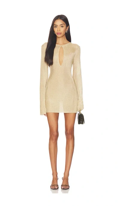 Ser.o.ya Emeri Metallic Knit Mini Dress In Gold