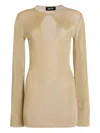 Ser.o.ya Emerie Keyhole Metallic Fine-knit Mini Dress In Gold