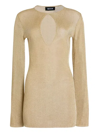 Ser.o.ya Emerie Keyhole Metallic Fine-knit Mini Dress In Gold