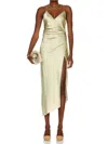 Ser.o.ya Emma Midi Silk Dress In Sage In Yellow
