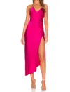 Ser.o.ya Emma Silk Midi Dress In Fuschia Purple
