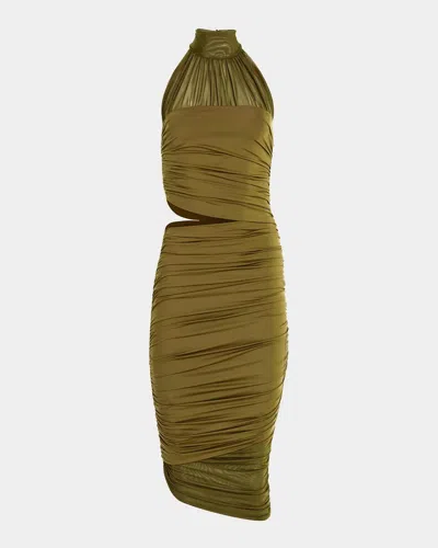 Ser.o.ya Esmee Ruched Halter Midi Dress In Green