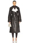 Ser.o.ya Estelle Vegan Leather Trench Coat In Ash Brown