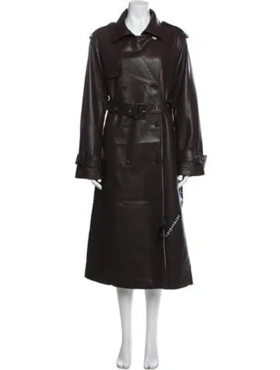 Pre-owned Ser.o.ya Faux Leather Trench Coat In Brown