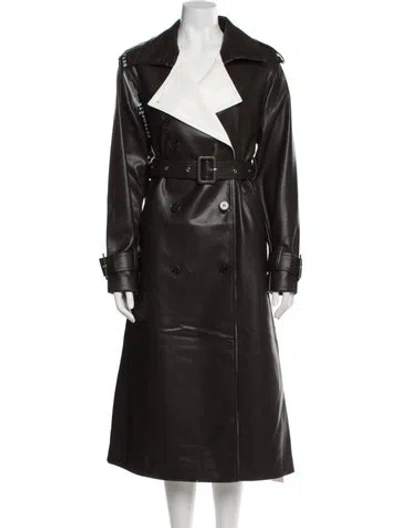 Pre-owned Ser.o.ya Faux Leather Trench Coat W/ Tags In Black