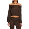 Ser.o.ya Felicity Metallic Knit Top In Brown