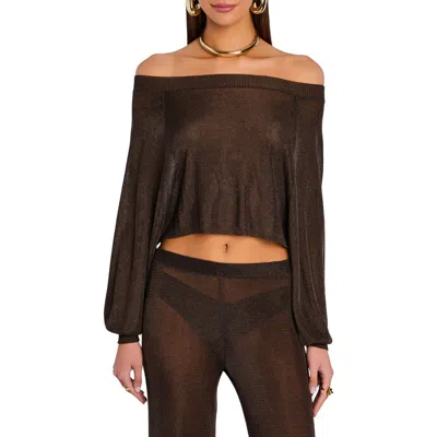 Ser.o.ya Felicity Metallic Knit Top In Brown