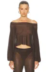 Ser.o.ya Felicity Metallic Knit Top In Brown
