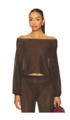 Ser.o.ya Felicity Metallic Knitted Top In Brown