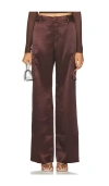 Ser.o.ya Galia Satin Cargo Pant In Brown