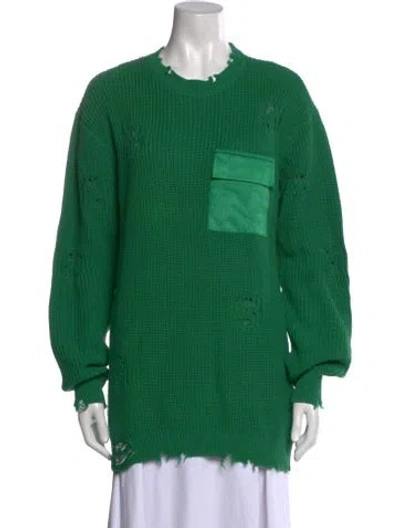 Pre-owned Ser.o.ya Graphic Print Crew Neck Sweater In Green
