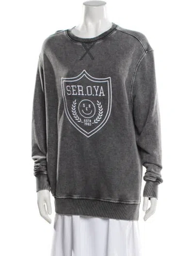 Pre-owned Ser.o.ya Graphic Print Scoop Neck Sweater In Gray