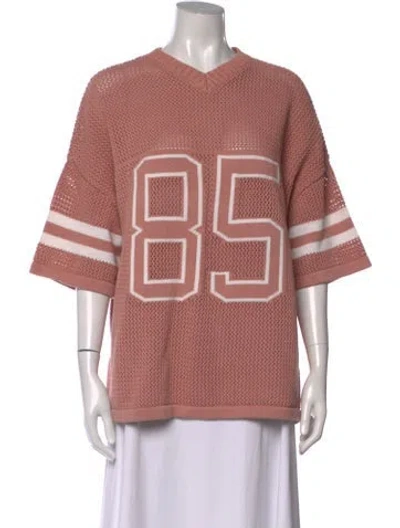 Pre-owned Ser.o.ya Graphic Print V-neck Sweater In Pink