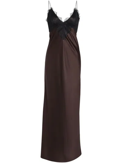 Ser.o.ya Grenache Satin Maxi Dress In Ash Brown