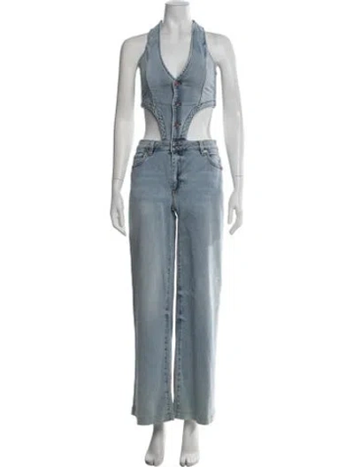 Pre-owned Ser.o.ya Halterneck Jumpsuit In Blue