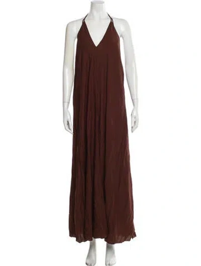 Pre-owned Ser.o.ya Halterneck Long Dress In Brown
