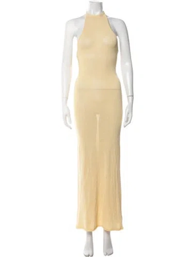 Pre-owned Ser.o.ya Halterneck Long Dress W/ Tags In Yellow