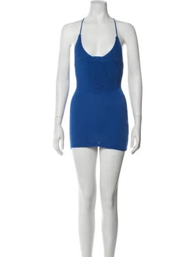 Pre-owned Ser.o.ya Halterneck Mini Dress In Blue