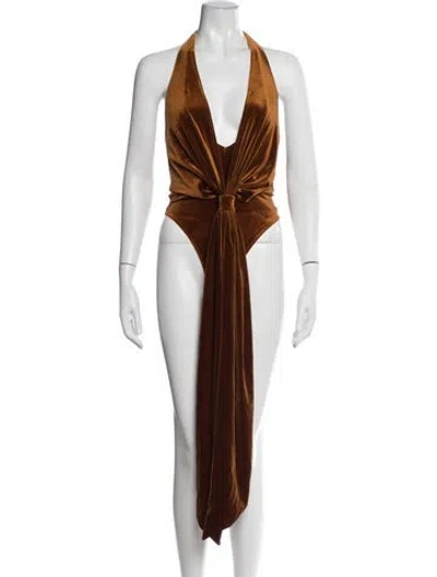 Pre-owned Ser.o.ya Halterneck Sleeveless Bodysuit W/ Tags In Orange