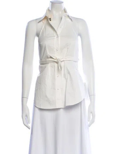 Pre-owned Ser.o.ya Halterneck Sleeveless Button-up Top W/ Tags In White
