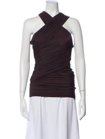 Pre-owned Ser.o.ya Halterneck Sleeveless Crop Top In Brown