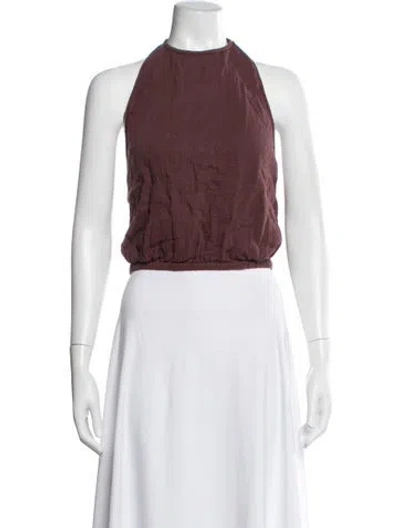 Pre-owned Ser.o.ya Halterneck Sleeveless Crop Top In Burgundy