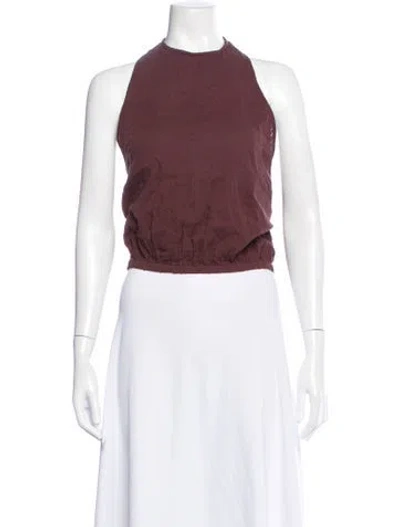 Pre-owned Ser.o.ya Halterneck Sleeveless Crop Top In Burgundy