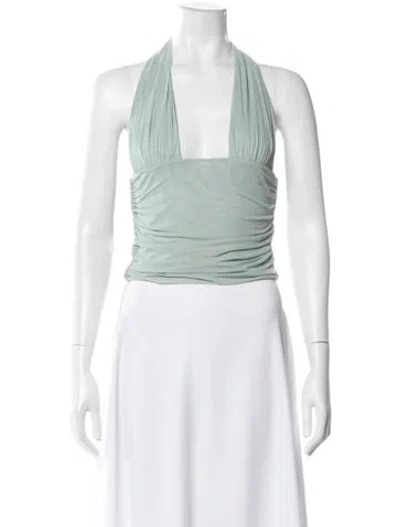 Pre-owned Ser.o.ya Halterneck Sleeveless Crop Top In Green