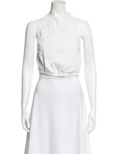 Pre-owned Ser.o.ya Halterneck Sleeveless Crop Top In White