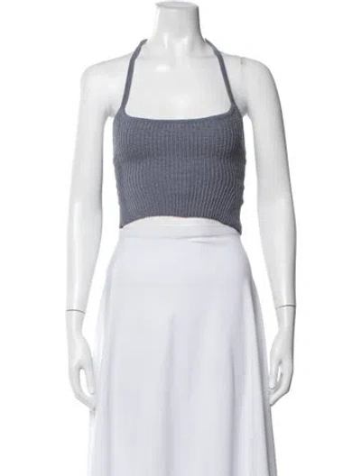 Pre-owned Ser.o.ya Halterneck Sleeveless Crop Top In White