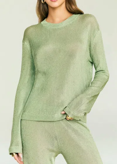 Ser.o.ya Hana Metallic Knit Top In Sage In Green
