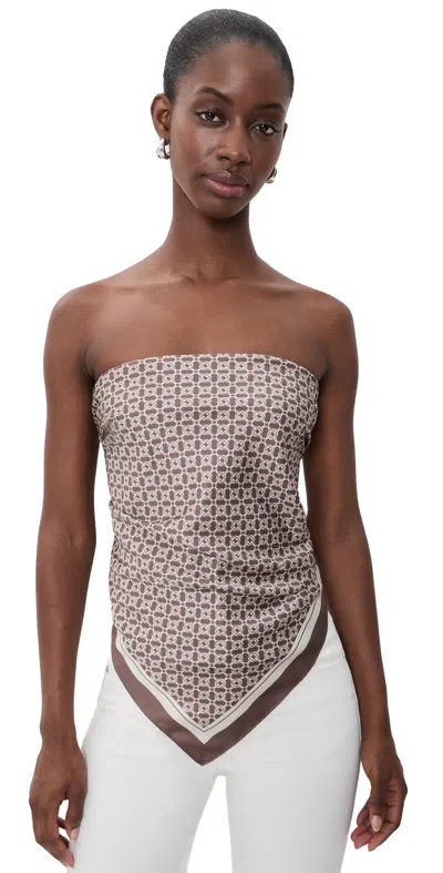 Ser.o.ya Hark Satin Scarf Top Cocoa Mosaic