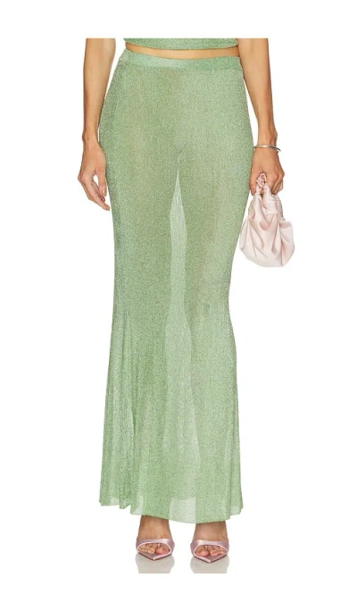 Ser.o.ya Harmony Metallic Knit Skirt In Green
