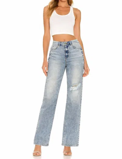 Ser.o.ya High Rise Straight Leg Jeans In Light Wash In Blue