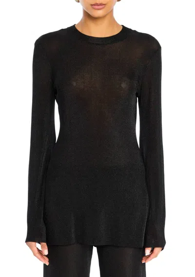 Ser.o.ya Ines Metallic Knit Top In Black