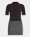 Ser.o.ya Jann Combo Mock-neck Mini Dress In Black