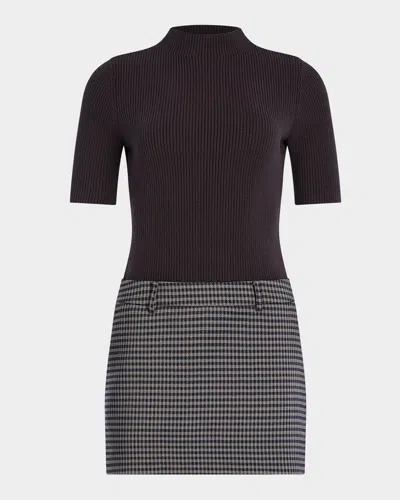 SER.O.YA JANN COMBO MOCK-NECK MINI DRESS