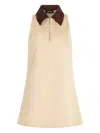 Ser.o.ya Jiles Zip-neck Collar Mini Dress In Neutral