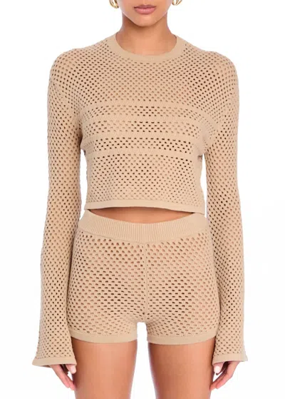 Ser.o.ya Juno Crochet Top In Sand In Brown