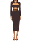 Ser.o.ya Karma Cut Out Midi Dress In Ash Brown In Brown