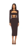 Ser.o.ya Karma Cut Out Midi Dress In Ash Brown In Brown