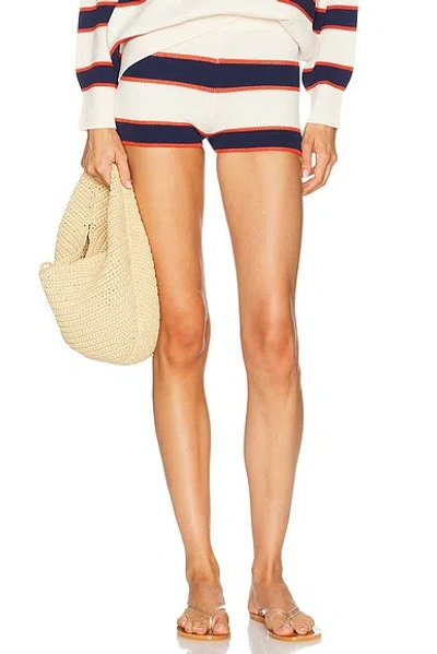 Ser.o.ya Kel Knit Hot Shorts Eggshell Stripe In Multi