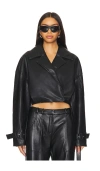 Ser.o.ya Koda Vegan Leather Cropped Trench In Black