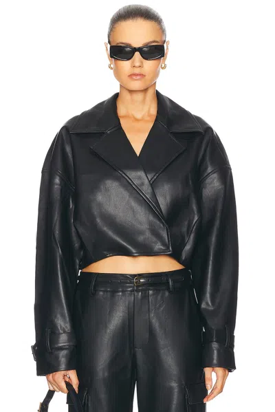 Ser.o.ya Koda Vegan Leather Cropped Trench In Black