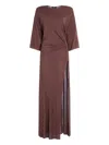 Ser.o.ya Laina Twisted Side-split Maxi Dress In Brown