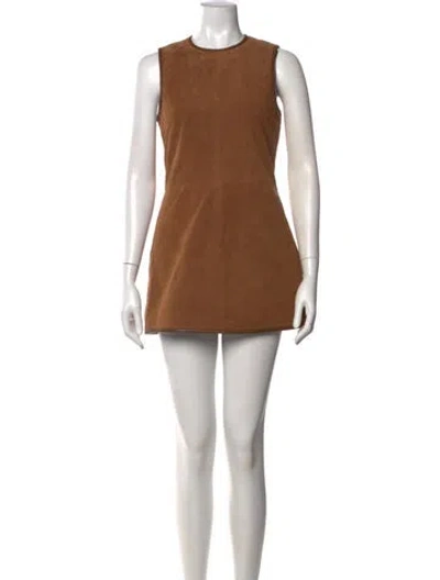 Pre-owned Ser.o.ya Lamb Leather Mini Dress In Brown