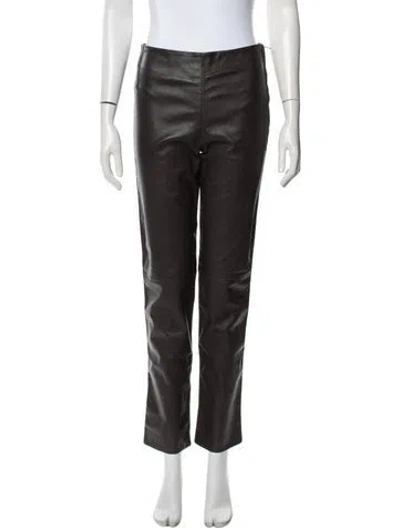 Pre-owned Ser.o.ya Lamb Leather Straight Leg Pants W/ Tags In Brown