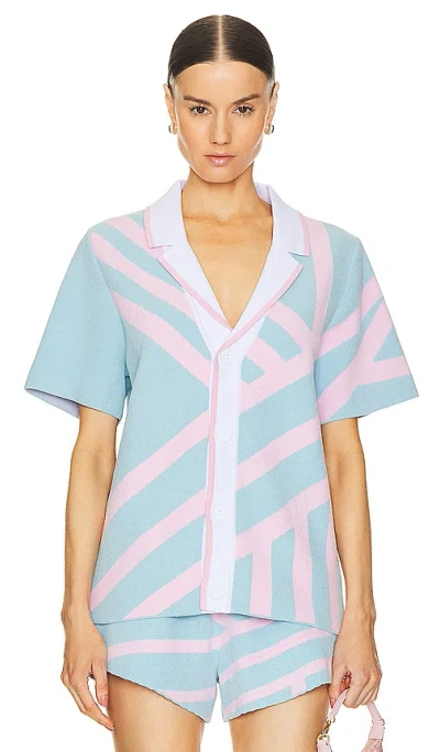 Ser.o.ya Lei Shirt In Jacquard Pink & Blue