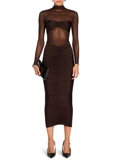 Ser.o.ya Levina Mesh Midi Dress In Ash Brown