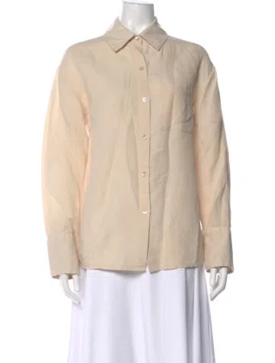 Pre-owned Ser.o.ya Linen Long Sleeve Button-up Top In Neutral